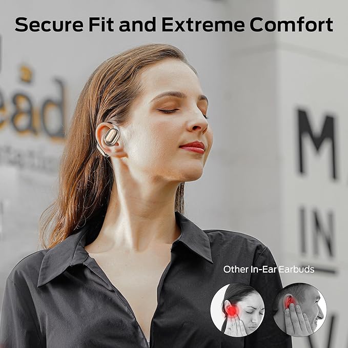 Monster Open Free AC100 Open Ear Headphones, Bluetooth 5.3 Wireless Headphones with Earhooks,Immersive Stereo Sound by Dual Large Driver, Clear Talk, 30H Playtime,Waterproof Earbuds for Running, White