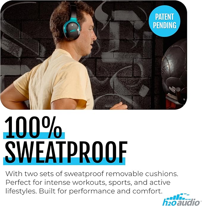 RIPT Ultra Over-Ear Sport Headphones, Active Noise Cancellation and Transparency Mode, 50-Hour Battery Life, 2 Sets of Cushions, Sweat-Proof Silicone and Leatherette, Premium Sound, Waterproof