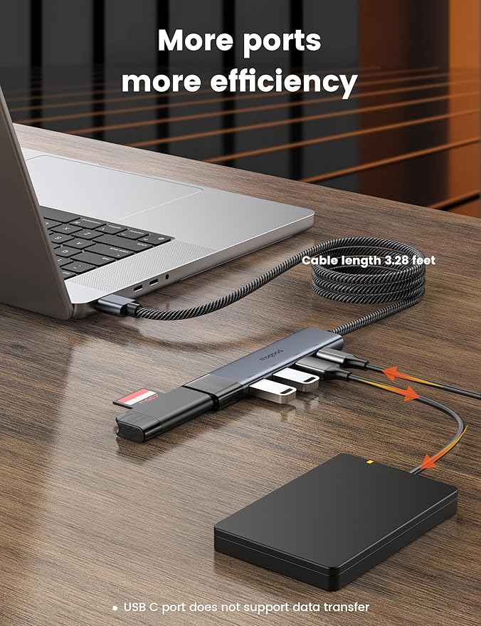USB 3.0 Hub,MOGOOD 4 Ports Multiple USB Hub USBA Extender [Charging Not Supported] USB 3.0 Adapter HUB Compatible for Laptop,MacBook,PC, Printer, Mobile HDD and More