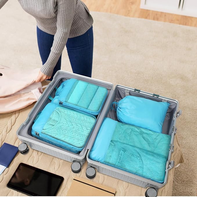 Cambond Compression Packing Cubes for Travel Women - Travel Bags Luggage Organizers Travel Essentials Compression Cubes for Travel Carry on Suitcases Organizer