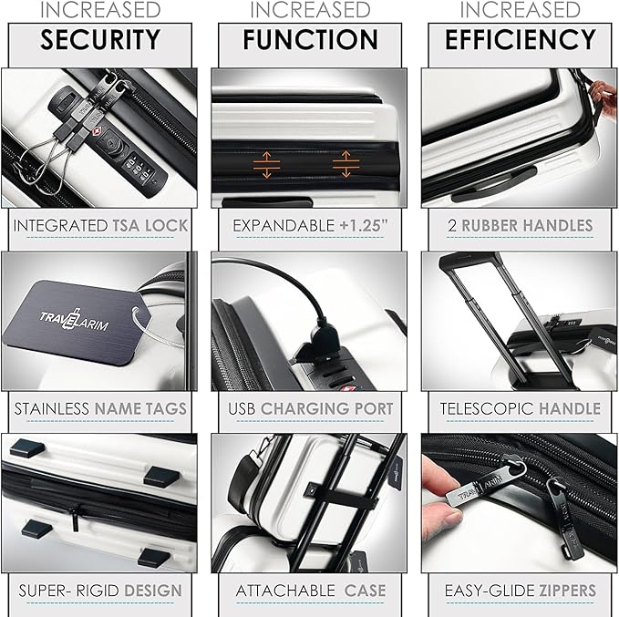 Hard Shell Luggage Sets with Spinner Wheels 4 Piece, Expandable Large Suitcases with TSA Lock, Travel Large Suitcase Set, White Luggage Set