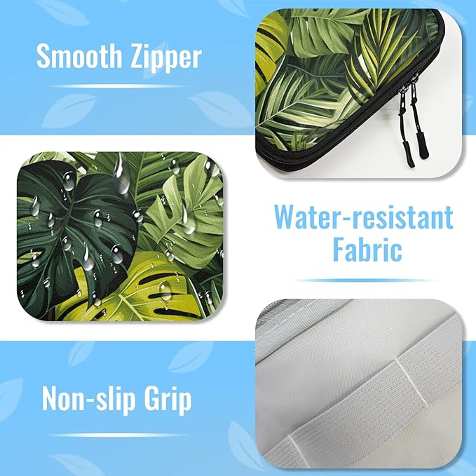 Tropical Leaves Jungle Electronics Travel Organizer Case, Tech Accessories Cable Storage Bag for Cords, Charger, Phone, Hard Drive
