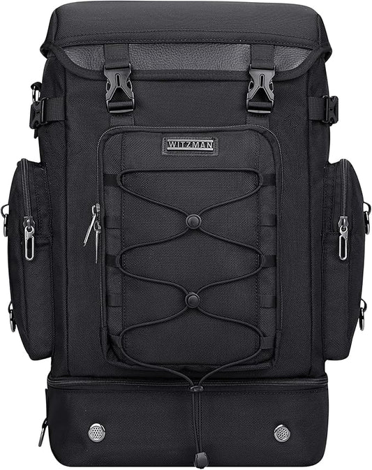 WITZMAN Travel Backpack for Men Women Carry on Bags for Airline Approved Convertible Duffle Luggage Backpack Shoe Compartment (B691 Classic Black)