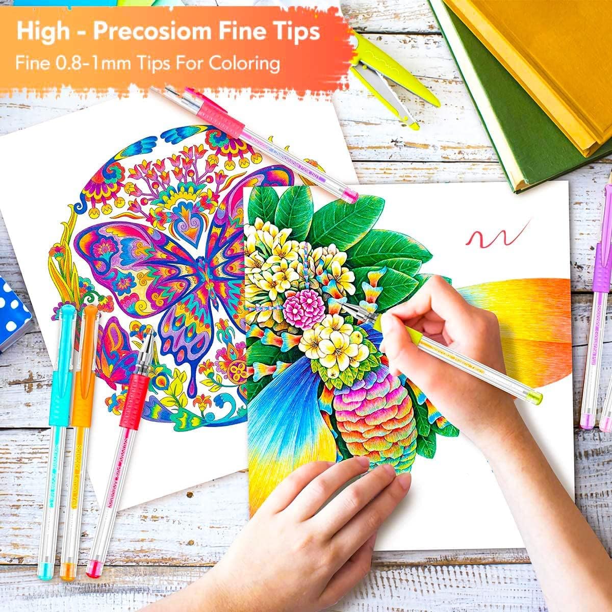 Soucolor Teen Girl Boys Gifts Trendy Stuff, Aesthetic Cute Preppy Stuff School Supplies, Deluxe 120 Pack Colored Gel Pens for Kids Adult Coloring Books, 60 Gel Pens, 60 Refills and Travel Case