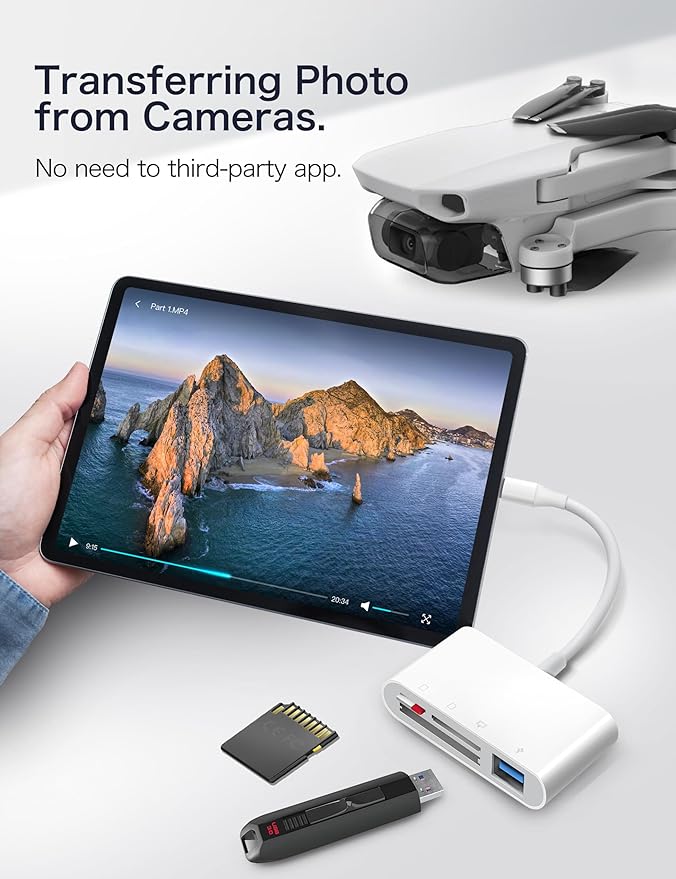 USB C SD Card Reader, ChiaoPio 4 in 1 USB-C to SD Memory Card Adapter with CompactFlash/CF/SD/MicroSD & USB 4 Port Compatible with iPhone 15 iPad Mac MacBook Pro/Air/Mini Laptop