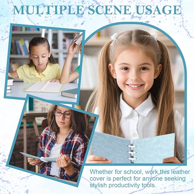 2 Pack Pu Leather 7X9.25 In Discbound Notebook Cover And Disc Set Discbound Planner Cover With 18 Pcs Expansion Discs 9-Disc Disc Bound Notebook Accessories(Blue+Green，No Inner Paper)