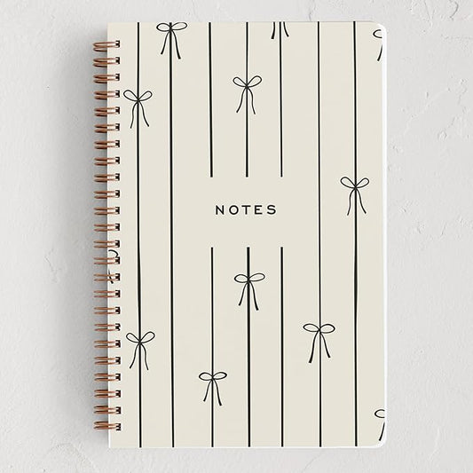 Minted Black Bow Notebook, Writing Journal for Notes & Journaling, Durable Paper Cover, Modern, Colorful & Simple Spiral Bound Journal Notebook with 160 Lined Pages, 5.5" x 8.5"