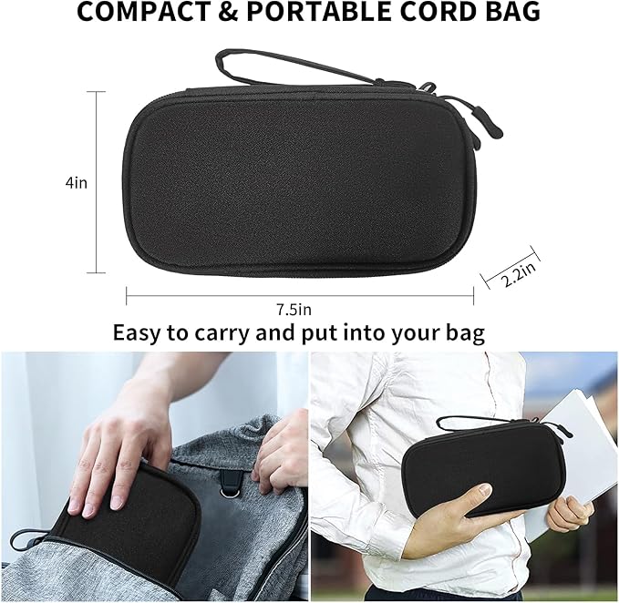 SMONT Cord Cable Organizer Travel Charger Bag Electronic Pouch Case Black