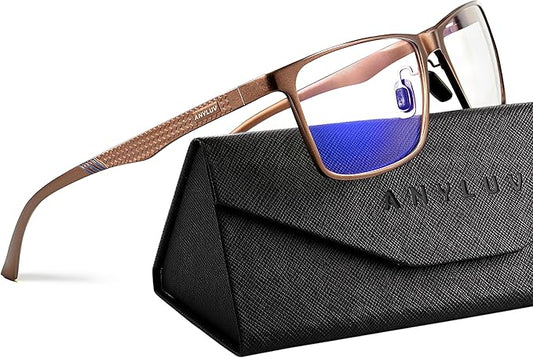 ANYLUV Blue Light Glasses Men, Relieve Eyestrain and Eye Protection, Al-Mg Metal Computer Blue Light Blocking Glasses