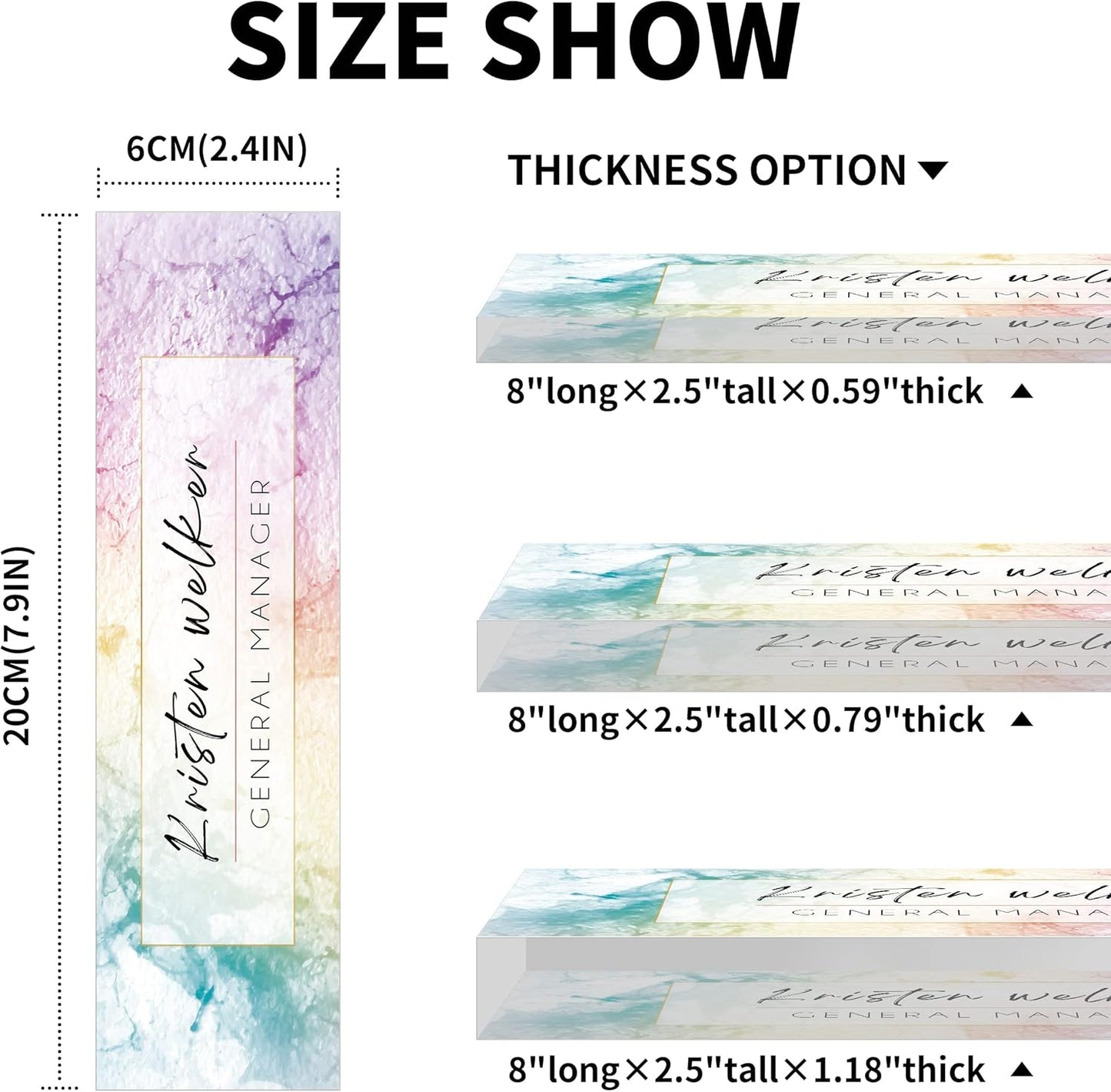 Desk Name Plate Personalized, Premium Blue Purple Texture Acrylic Desk Name Plate, Personalized Name Plate for Desk, Office Decor for Women or Men Coworkers, Boss, Employee, Teacher