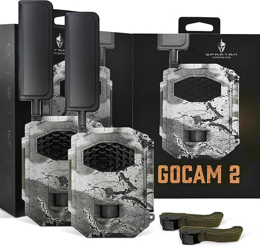 Spartan Camera 2025 Upgrade 2 Pack GoCam2 Cellular APP Control Trail Camera, 4G LTE, 1080P Video, FHD Photos, No Glow, Night Vision, Motion Activated, IP65 Water Resistant(Spartan Areus,Multi-carrier)