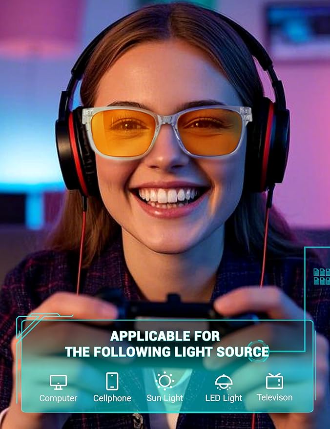 TIJN Sleep Glasses for 99.9% Blue Green Light Blocking Dual AR Coatings Red Lens for Computer Gaming Reduce Eyestrain, TR90