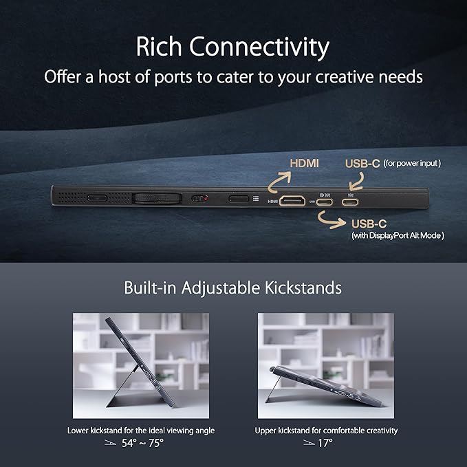 ASUS ProArt Display 15.6” 4K Pen Display (PA169CDV) – IPS, UHD (3840 x 2160), WACOM Feel EMR, 100% sRGB, Calman Verified, Pantone Validated, Speakers, USB-C, 10-Point Touch, Dial, 3 Year Warranty