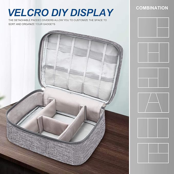 Electronics Organizer Travel Universal Cable Organizer Bag Waterproof Electronics Accessories Storage Cases for Cable, Charger, Phone, USB, SD Card, Hard Drives, Power Bank, Cords