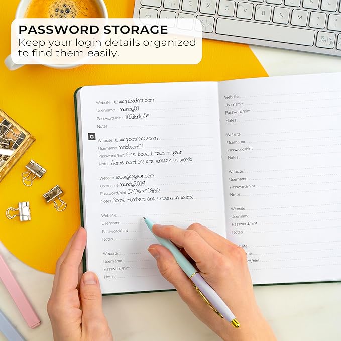 Clever Fox Password Book – Alphabetized Internet Address & Password Organizer – Computer & Website Password Keeper Notebook – Log-In Password Journal - Medium, A5, 8.3x5.8″, Hardcover (Dark Green)