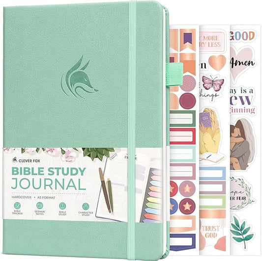 Clever Fox Bible Study Journal – Church Notes Notebook – Note Taking & Journaling Kit – Faith Based Religious Gifts & Accessories (Mint Cream)
