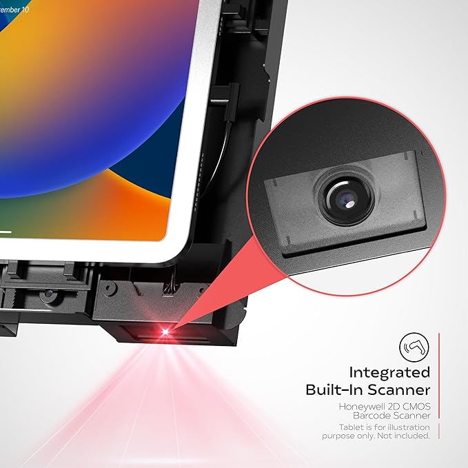 iPad Wall Mount with Barcode Scanner – CTA Anti-Theft Tablet Enclosure with Honeywell Barcode Scanner for iPad 10.9" 10th Gen, 11 (A16), Pro 11", Air 11, Galaxy S Tabs, Surface Go Tabs & More