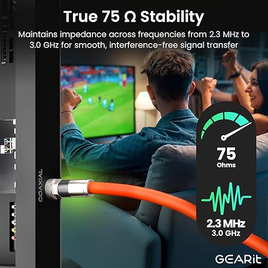 GEARit Coaxial Cable for Direct Burial (30ft) RG6 70 Ohm RF Rubber Boot Waterproof Underground in-Wall with Rubber Boot, High-Speed Internet, Broadband, Digital TV Aerial, Satellite Cable 30 Feet