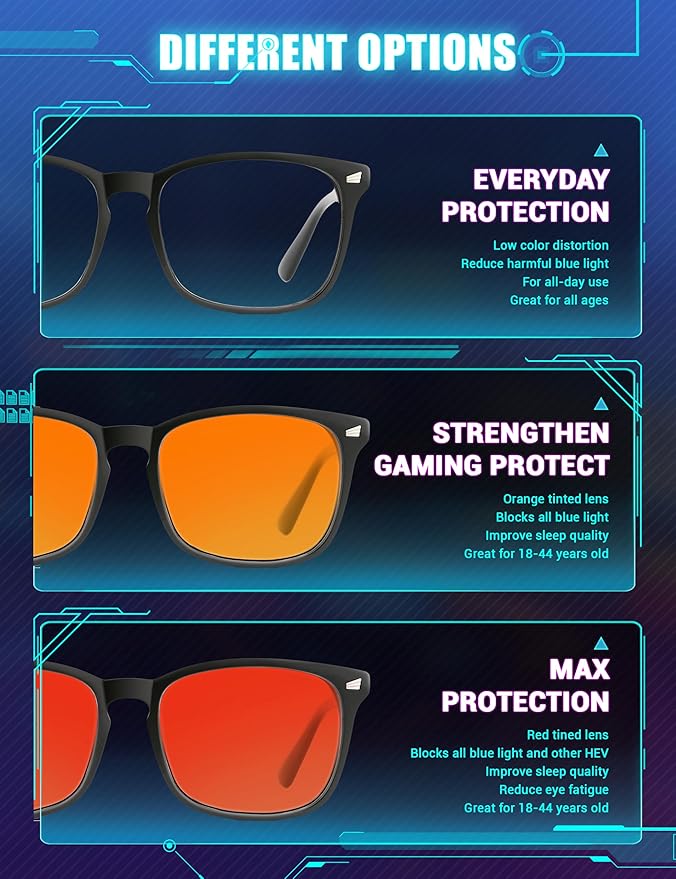 TIJN Blue Light Blocking Glasses for Computer, TV, Gaming Improve Sleep by Naturally Producing Melatonin for Women Men, Orange Lens