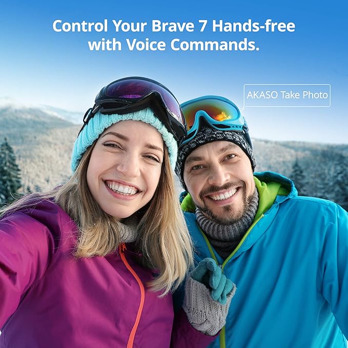 AKASO Brave 7 Action Camera 4K30FPS 20MP with 128GB U3 MicroSDXC Memory Card, Waterproof Camera with Touch Screen IPX8 33FT EIS 2.0 Zoom Support External Mic Voice Control with 2X 1350mAh Batteries