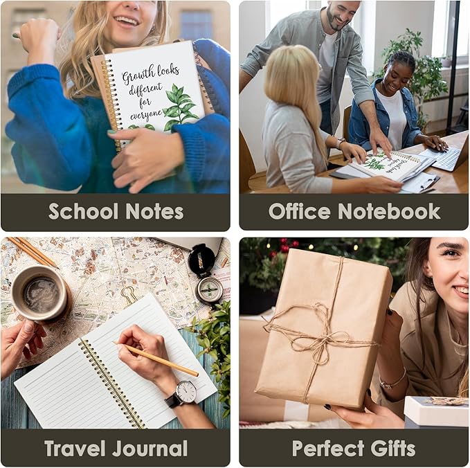Wheatwin Inspirational Hardcover Spiral Journal Notebook, Motivational Journal Gifts for Women Students Teachers Therapists, Growth Looks Different for Everyone Plant Notebook 5.5x8.3