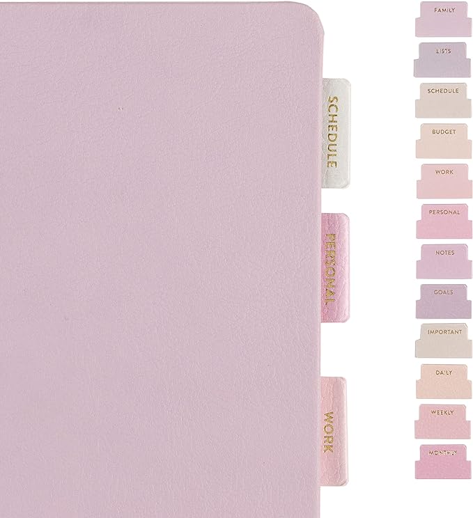 Erin Condren Vegan Leather Monthly Adhesive Tabs, Functional Planner Tabs for Organization, Sticky Index Page Markers, Journal and Notebook Accessories, Pastel