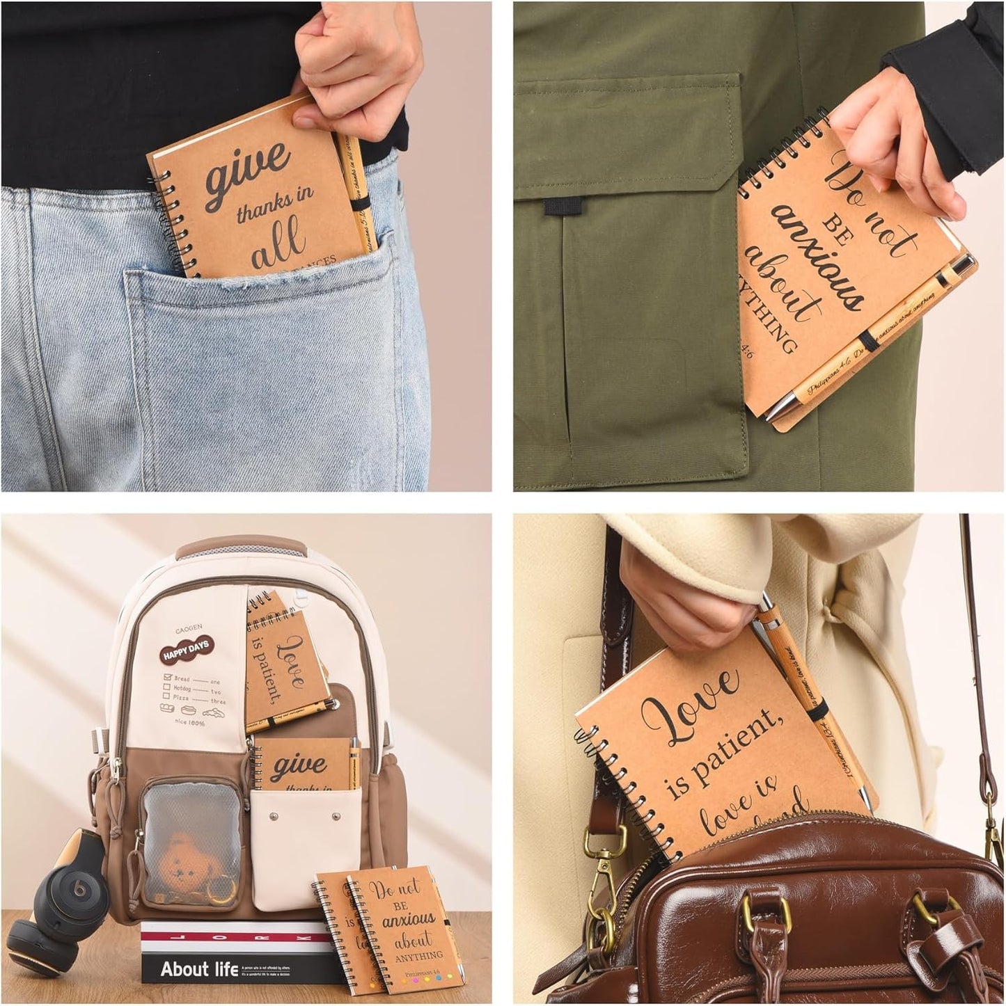 6 Pcs/3 Set of Christian Gifts Spiral Notebooks Bulk Journals with Christian Pens Prayer Journal Christian Journal for Women and Men, Perfect Home Gifts