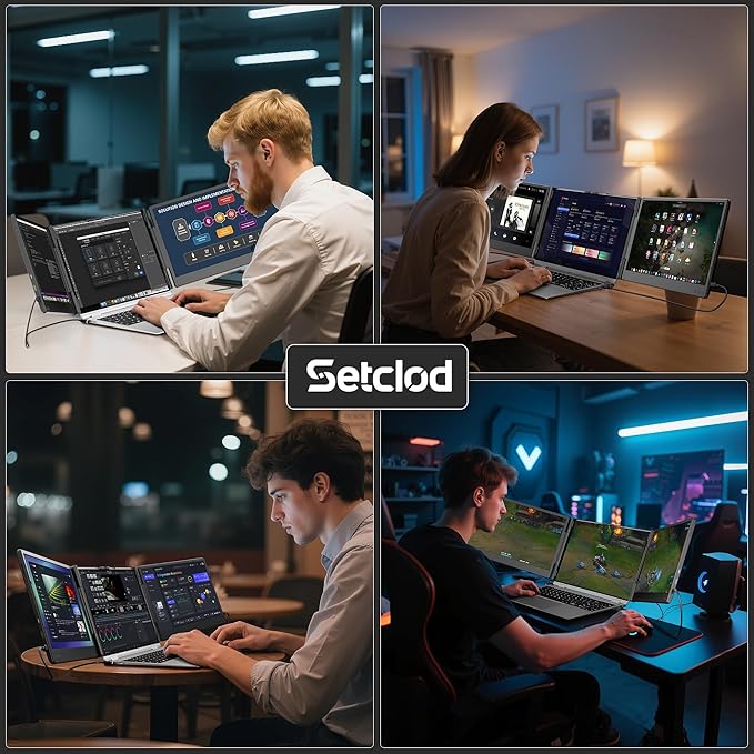 2025 Upgraded Laptop Screen Extender Portable, 14" 1080P FHD IPS Screen, Monitor Extender for Laptop, Fit for 13-17", Plug & Play Compatiable with Windows/Mac/Chrome/Android/Switch