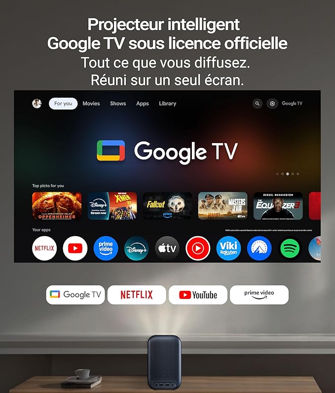 AllPlay Netflix-Licensed Smart Projector with Google TV | Native 1080p Full HD | Auto Focus & Keystone | Dolby Audio | WiFi & Bluetooth | Portable Home Theater Kit