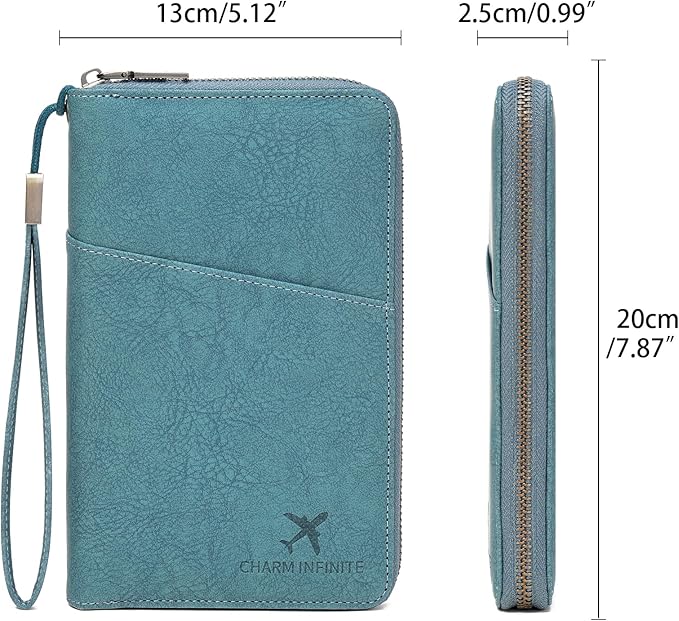 Family Passport Holder Wallet RFID Blocking Zippered Passport Wallet,Women and Men Travel Wallet Ladies Passport Cover