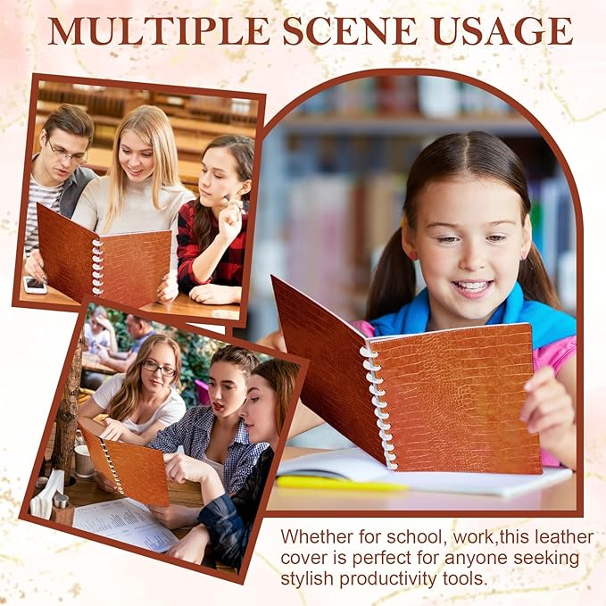 Pu Leather 8.5x11 In Discbound Notebook Cover And Disc Set Discbound Planner Cover With 11 Pcs Expansion Discs Disc Bound Notebook Accessories Letter Size For Office(Brown;No Inner Paper)