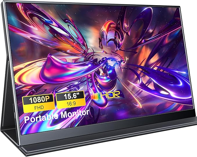 Laptop Screen Extender, 15.6" IPS Portable Monitor, Travel Display for with USB-C/HDMI Port, Plug and Play, Second Screen for Windows/Mac/Android/Switch/PS5/Xbox