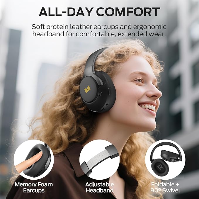 Monster Persona 5th Hybrid Active Noise Cancelling Headphones, Wireless Over-Ear Headphones with Deep Bass Sound, Bluetooth 6.0, 70H Playtime, Foldable Comfort Headphone for Travel/Work/Home