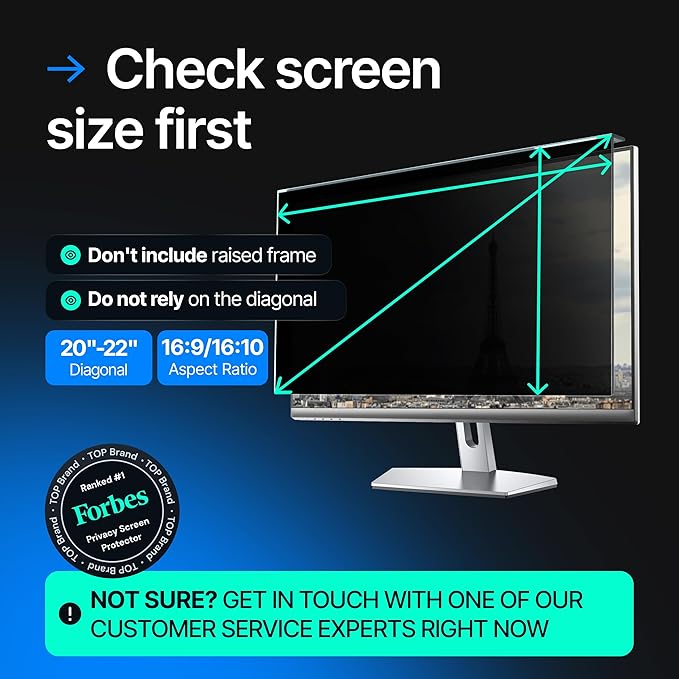 Universal Acrylic 20, 20.2, 21.5, 21.6, 22 Inch Computer Privacy Screen Filter for Widescreen Computer Monitors - 19.4" x 12.6"(492 x 319mm) - Monitor Frame Hanging Type