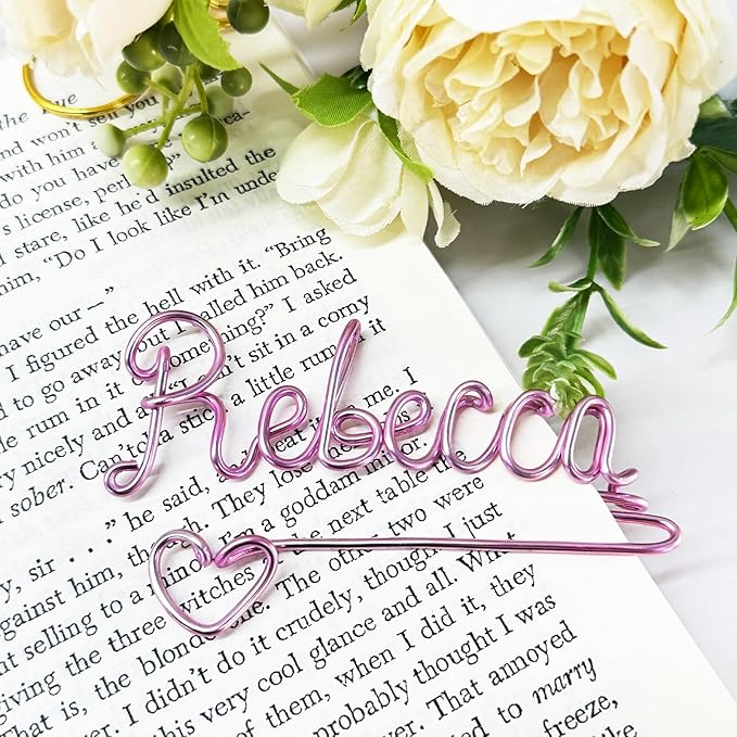 Personalized Wire Bookmark Custom Name Planner Marker 12 Colors Paper Clip Gifts for Book Lovers Bookworm Reader