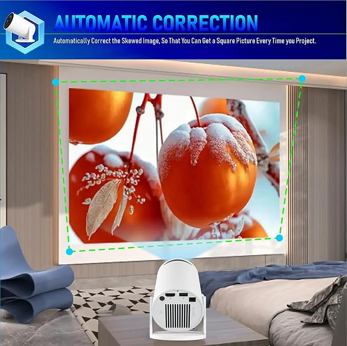 Mini Projector,Upgraded Smart 4K Projector with Wifi 6 and Bluetooth 5.4,Portable Projector with Android 11, Automatic Keystone Correction,180 Degree,130 Inch Display (White)