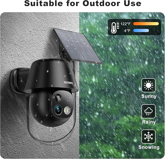 Solar Security Cameras Wireless Outdoor, 2K Pan/Tilt 360° View Solar/Battery Powered WiFi Cameras for Home Security with AI Motion Detection, Spotlight, 2-Way Audio, Siren, IP65, SD/Cloud Storage