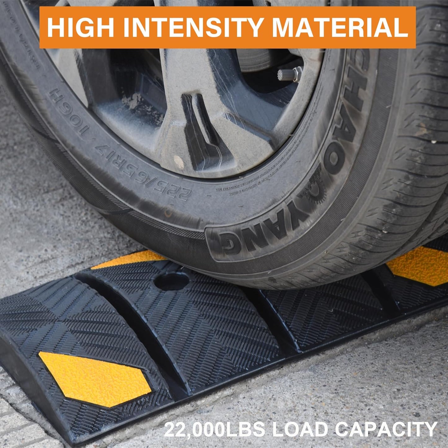 OrangeStar 6Ft Portable Rubber Speed Bump, Heavy Duty Speed Hump w/Reflective Yellow Strips for Asphalt Concrete Driveway Gravel(No Screws)