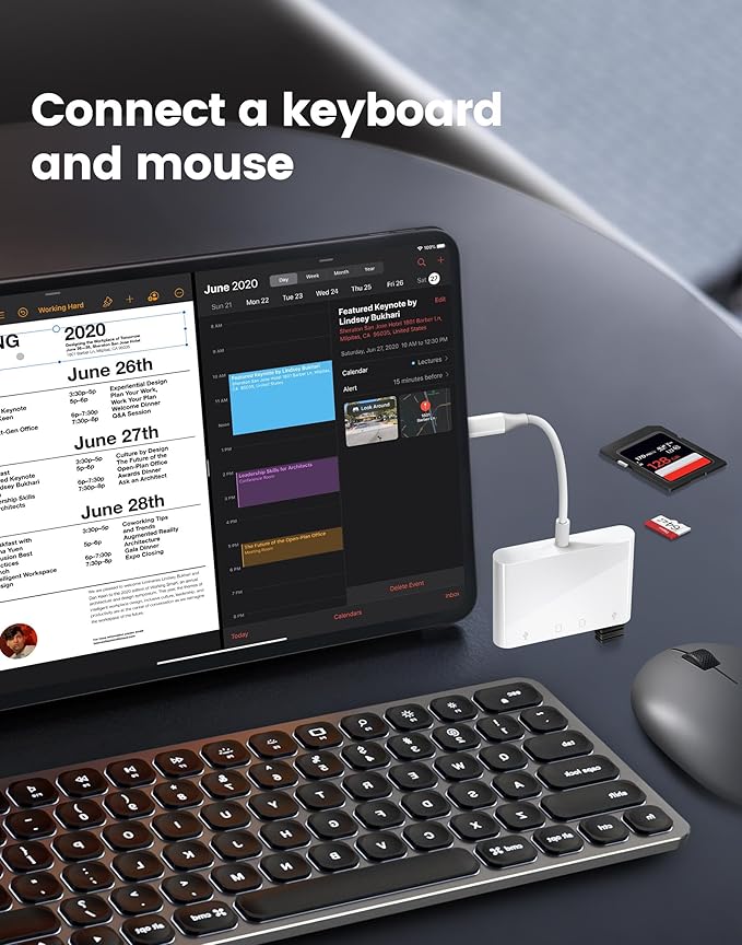 USB C SD Card Reader, Type C 4-Slots Memory Card Adapter with Dual USB Ports, Supports SD, MicroSD, Compatible with iPhone 15,iPhone 16, iPad, Mac, Laptop, MacBook, Android Galaxy