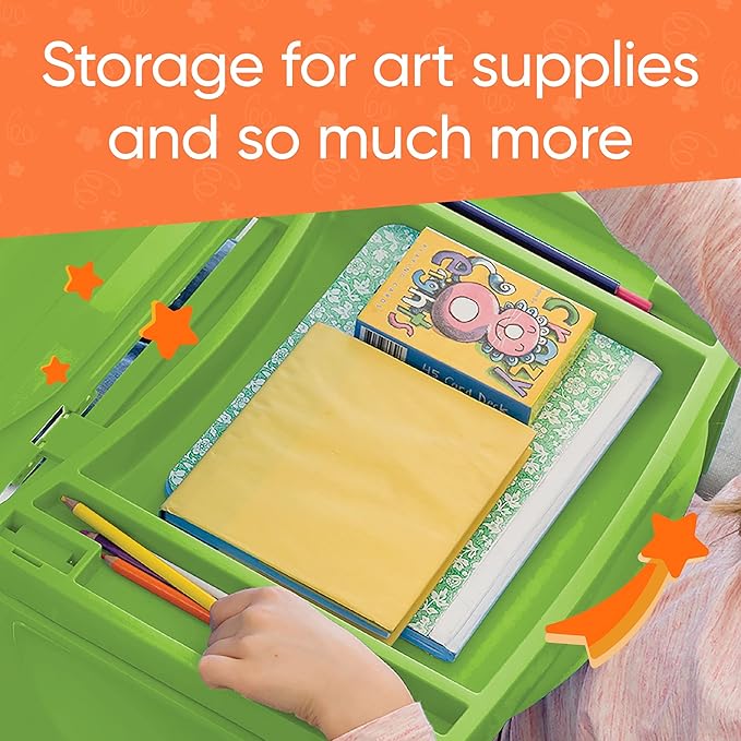 HearthSong Foldable Lap Desk for Kids with Storage - Ideal Floor Desk for Drawing, Studying, Portable Folding Travel Lap Table, Versatile Bed Desk & Lap Tray, Green