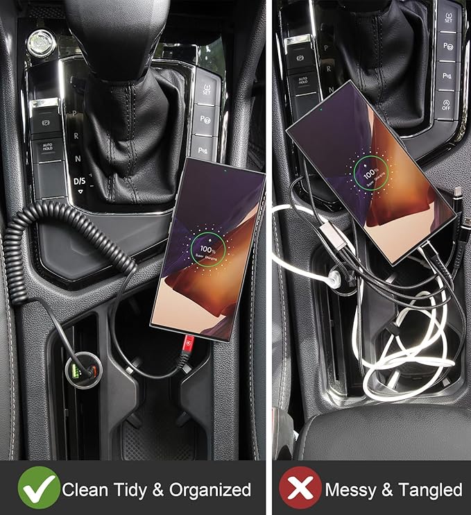 KIYODA Coiled USB C Cable for Car 3FT & 6FT, USB C to USB C Fast Charging Cable USB Type C Cord Compatible with iPhone 17/16/15/Plus/Pro/Pro Max/MacBook Pro 2020/iPad Pro 2020/Samsung Galaxy S23-Red