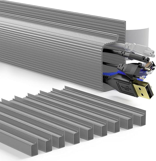 Delamu 157in Cable Management Under Desk, Safe & Tidy Under Desk Cable Management for Home & Office, Cord Organizer for Desks, Wire Organizer Kit, 10 Pack Grey