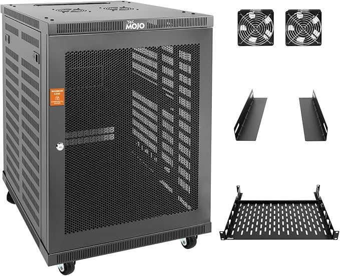 Tecmojo 15U Wall Mount Rack, 23.6 Inch Depth, Holds Up to 176 Lbs, Enclosed Kit for 19 Inch Network, Server and AV Gear, Mesh Door (Elite Collection)