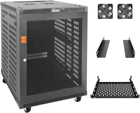 Tecmojo 15U Wall Mount Rack, 23.6 Inch Depth, Holds Up to 176 Lbs, Enclosed Kit for 19 Inch Network, Server and AV Gear, Mesh Door (Elite Collection)