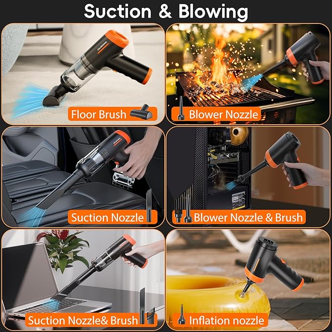 COLORCORAL Handheld Vacuum Cordless Rechargeable 16000Pa High Power Car Vacuum Portable with Brushless Motor, 4 in 1 Portable Vacuum Cleaner with Cleaning Gel for Home, Car and Office