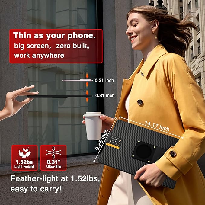 Laptop Screen Extender Portable Monitor, Dual 16.1" 1080P FHD IPS Screen, Detachable Monitor Extender for Laptop, Fit for 13-17" Laptops, Compatiable with Windows/Mac/Chrome/Android