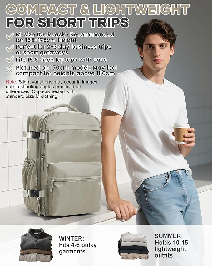 Vacuum Travel Backpack with Pump for Women,Personal Item Carry on Backpacks Flight Approved 18x14x8 inches for Men,Laptop Waterproof Work Compression bags Casual Daypack GreyBrown