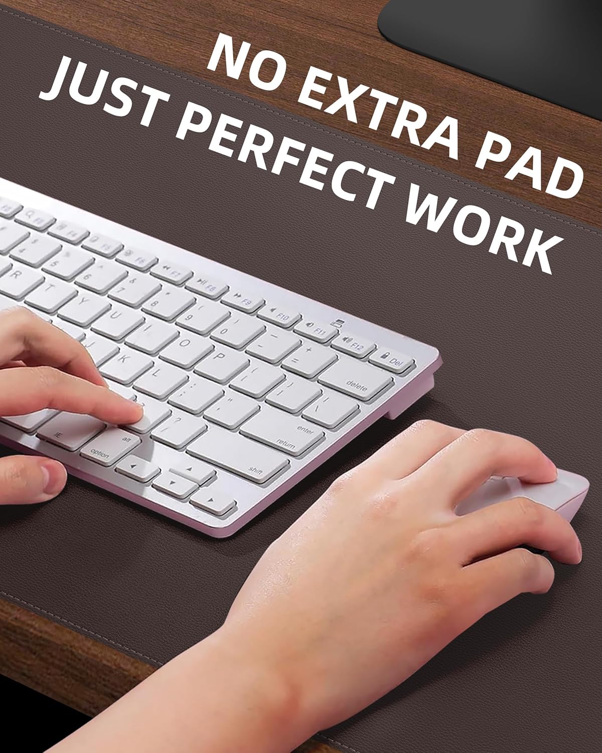 Large Desk Pad Mat - Waterproof Mouse Pad & Desk Protector, Non-Slip XL PU Leather Gaming Mat for Keyboard/Mouse, Stitched Edge with Ergonomic Support, 47"x17" (Charcoal)