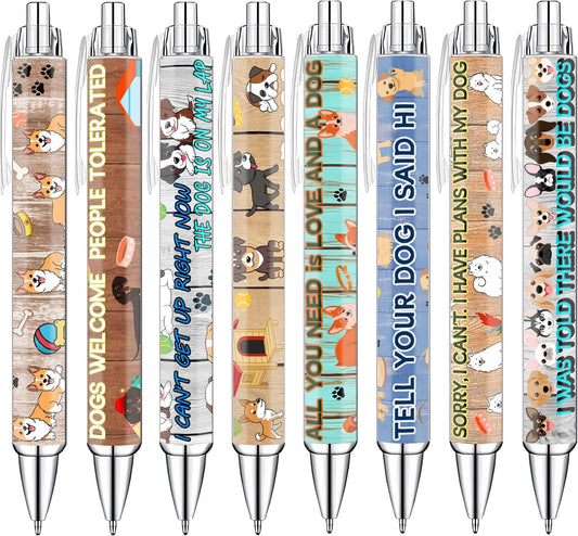 Idealmuzik Dog Pens for Dog Lovers – Cute Dog-Themed Ballpoint Pen Set for Kids, Teens, and Adults – Fun Stationery Gift for Journaling, Writing, or School – Smooth Ink, 8 Pack
