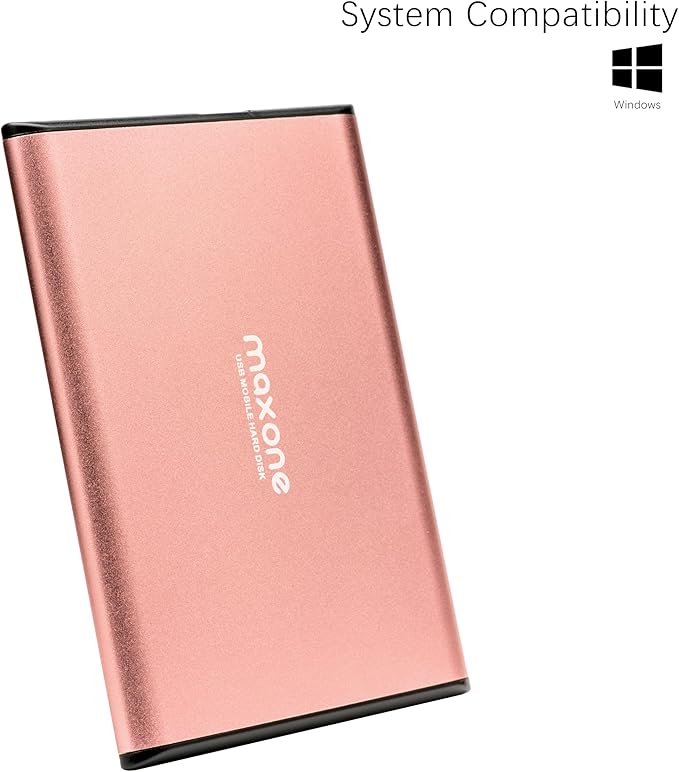 Maxone 160GB External Hard Drive Portable 2.5'' Ultra Slim HDD Storage USB 3.0 Compatible with PC, Laptop, Rose Pink